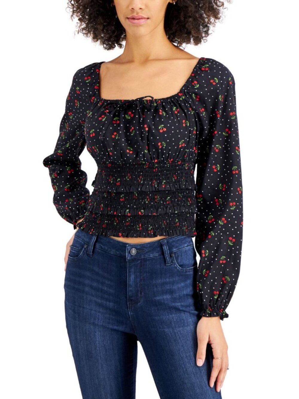 Planet Gold Juniors Square-Neck Smocked Top
